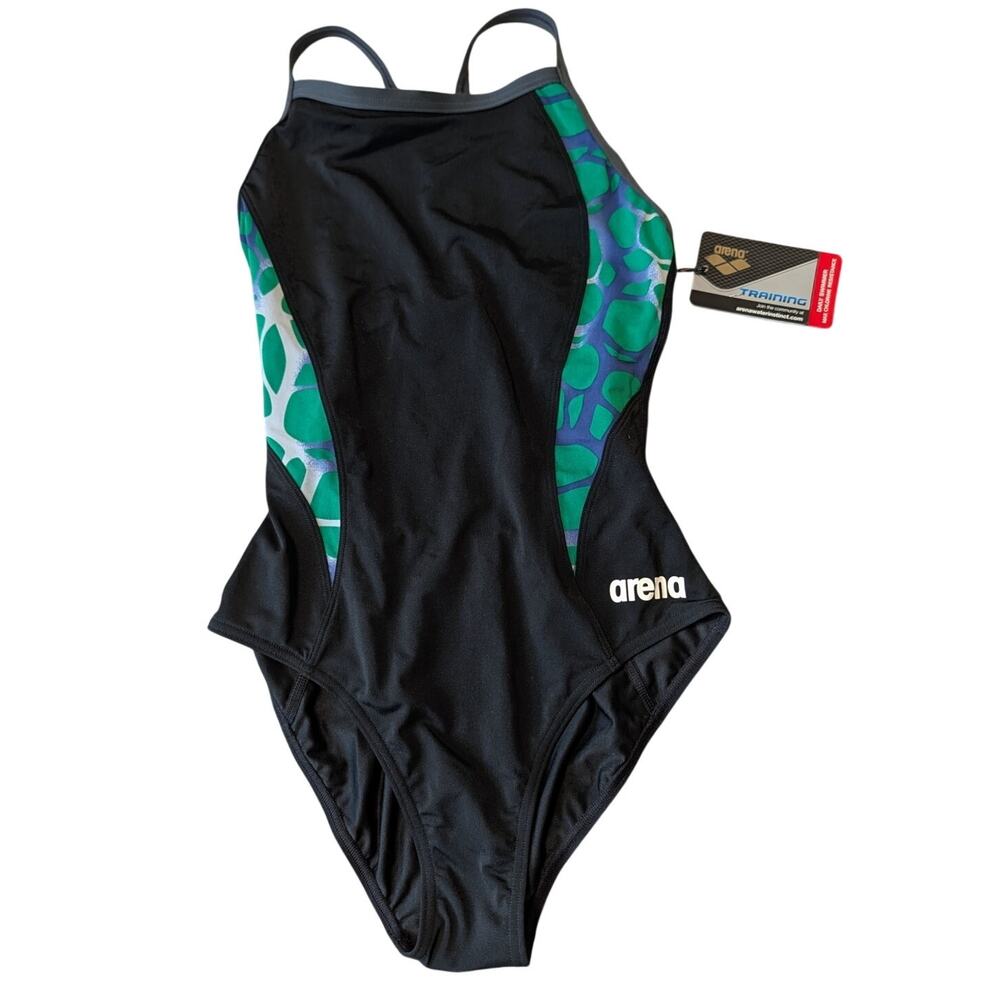 Arena Womens Size 34 One Piece Swimsuit Carbonite Light Drop Back Swimwear NWT
